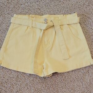 No Boundaries High Waist Yellow Belted Shorts